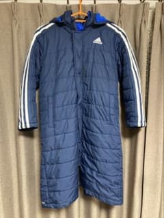 adidas フード付き中綿ベンチコート　ネイビーのサムネイル