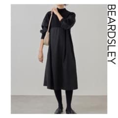BEARDSLEY ビアズリー モックネックニットコンビワンピース ブラック