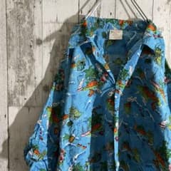 古着 90s 半袖アロハシャツ スローライフ 海 オーシャン 魚のサムネイル
