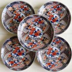 有田焼 若山窯 金彩古伊万里 小皿揃え 5枚セット 色絵 更紗 染錦 銘々