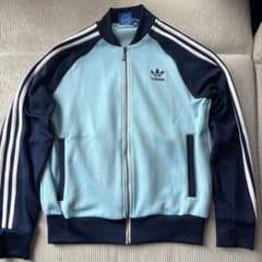 adidas トラックジャケット ライトブルー ネイビーのサムネイル