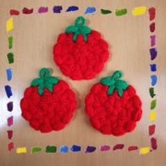 洗い心地抜群！！ふわふわエコたわし☆プチトマト3枚セットのサムネイル