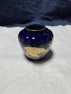瑠璃色 孔雀文様 花瓶 陶器製 - メルカリ