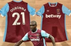 【新品】【正規品】ウェストハム 2016-17 オグボンナ　ウエストハム　ユニ 新品】【正規品】ウェストハム 2016-17 オグボンナ ウエストハム ユニ