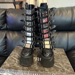 Demonia Platform Buckle Boots, Black