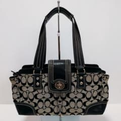 COACH F13975 ショルダーバッグ シグネチャー ターンロック 黒 COACH ワンショルダーバッグ ハンドバッグ F13975 ターンロック - メルカリ