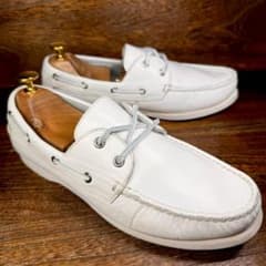 ◇REGAL◇リーガル 25.0cm デッキシューズ レザー 革靴 白 ホワイト