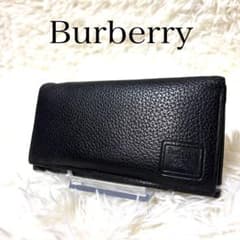 Burberry バーバリー 長財布 シボ加工 ノバチェック 黒 レザー - メルカリ