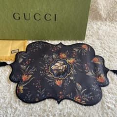 極美品 グッチ プレイスマット ライオン 刺繍 タッセル 742069 箱付