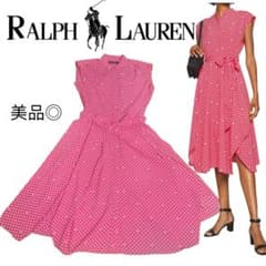 美品◎ローレンラルフローレンRL ロゴノースリーブロングシャツワンピース 美品◎ローレンラルフローレンRL ロゴノースリーブロングシャツ