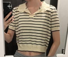 ボーダー柄 半袖 Tシャツ ニットのサムネイル