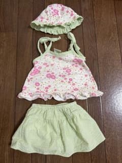 【3点セット】花柄 キャミソール ＆ スカート風パンツ ＆ 帽子 6Mのサムネイル