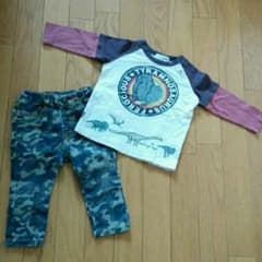 i♡さま専用《男の子 80cm》恐竜柄のラグランロンＴ＆ズボンのサムネイル