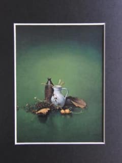 青木美知枝、【静物】、希少な額装用画集より、状態良好、新品