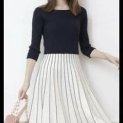 Rirandture Striped Pleated Knit Dress with Pearl Sleeves, Size S (Slightly Imperfect)