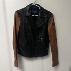 ARMANI JEANS レザーライダースジャケット バイカラーのサムネイル