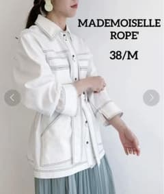 美品】マドモアゼルロペ ホワイト デニム ジャケット ROPE 38/M 白 