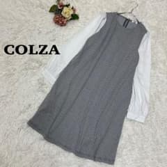 【COLZA】Houndstooth Pattern Patchwork Dress, Size S, Long Sleeves