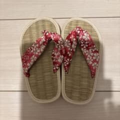キッズ用 花柄草履 赤色ゴム底のサムネイル