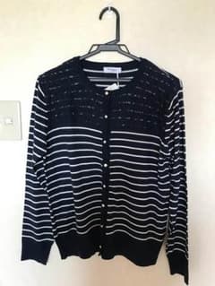 Navy ボーダーカーディガン 紺色 新品未使用 Lサイズのサムネイル