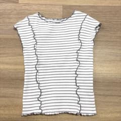 E*.様 女の子　半袖100 メロウ加工 ボーダー リブTシャツのサムネイル