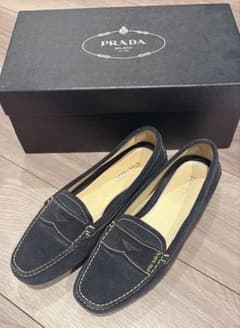 プラダ PRADA スウェードローファー 36 23cm ネイビー - メルカリ