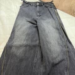 GRANCY ジップデザイン バギーデニム パンツ S ブラック - メルカリ