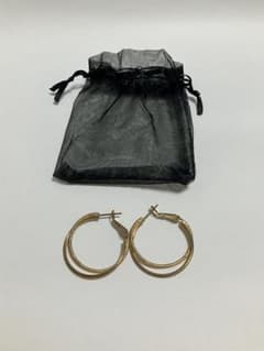 【未使用】ピアス　フープ　巾着付きのサムネイル