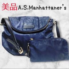美品】マンハッタナーズ ネイビー 猫柄ショルダーバッグ&ポーチ - メルカリ