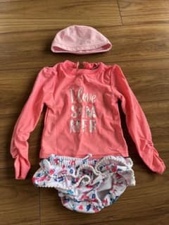 ベビー　水着　女の子　70cm  6-12m  帽子付きのサムネイル