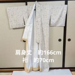 東レ シルック 小紋 袷　着物 オフホワイト 四季花 総柄 東レ シルック 小紋 袷 着物 オフホワイト 四季花 総柄 - メルカリ