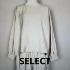 SELECT レーヨンポリナイロンノーカラーブラウス ライトベージュ 