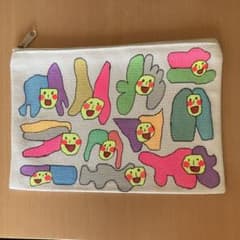 ハンドメイド 手描き ポーチ 一点物 カラフル ファスナーポーチ