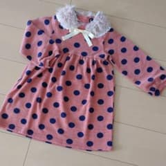 100★ファー付け襟付き ドットワンピースのサムネイル