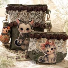 y*k様 手作り♡レトロ大人可愛い！猫サコッシュ！インド刺繍ショルダーベルト＆ポ y*k様 手作り♡レトロ大人可愛い！猫サコッシュ！インド刺繍ショルダー