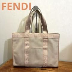 FENDI フェンディ キャンバス トートバッグ ズッカ柄 ピンク ベージュ
