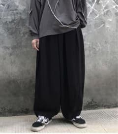 ワイド シルエット バルーン パンツ コクーン パンツ ブラックのサムネイル