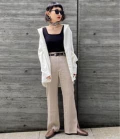 リネンライクスリットパンツ　ページボーイのサムネイル