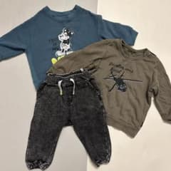 男の子 90cm 80cm ミッキー トレーナー2枚 ズボン 3点セット 秋冬のサムネイル