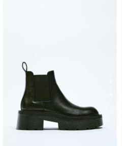 ZARA トラックソール レザーアンクルブーツ 37のサムネイル