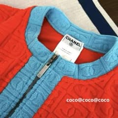 CHANEL シャネル ココマーク ジップジャケット 38 シャネル 希少❗️ZIP トップス 全面ココマーク ストレッチパイル