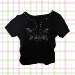 グランジ系 半袖Tシャツ ブラックのサムネイル