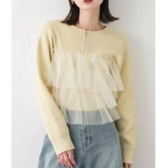 SENSE OF PLACE ダブルジップフリルニットカーディガン YELLOWのサムネイル