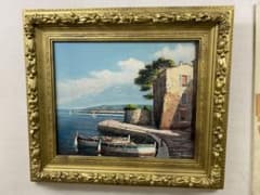 油彩画 仏 スルバンク 1950年 「地中海 港の風景」 油彩画 仏 スルバンク 1950年 「地中海 港の風景」 - メルカリ