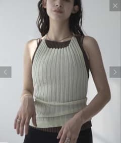 【CINAMOD】 RIB SET CAMI グリーン×ブラウン　ホルターネック CINAMOD】 RIB SET CAMI グリーン×ブラウン ホルターネック - メルカリ