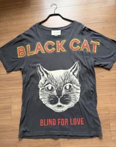 【美品】GUCCI Tシャツ BLACK CAT ダメージ加工 ブラック Sのサムネイル