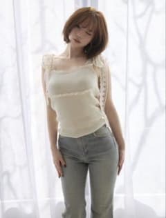 新品未使用　ANDMARY Lil lace knit tops アイボリー andmary Lil lace knit tops ivory - メルカリ