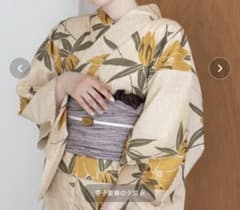 浴衣セット　浴衣館グレース　Mサイズ　ベージュ黄色のサムネイル