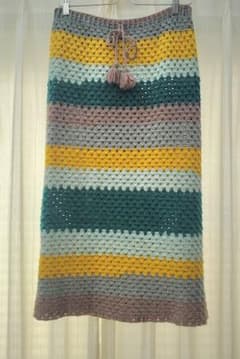 グラニースクエアスカート　グラニーステッチスカート　クロシェスカート グラニースクエアスカート　グラニーステッチスカート　クロシェスカート