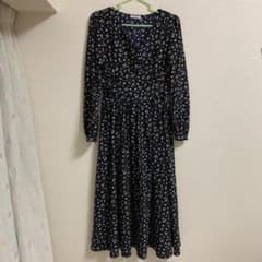 花柄ワンピース ロング　ウエストサイドレースアップのサムネイル